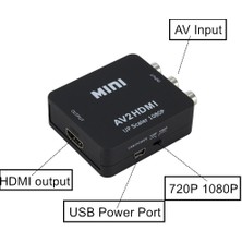 3C Store Rca Av/cvsb L/r Video - HDMI Uyumlu Av Ölçekleyici Adaptör Hd Video Dönüştürücü Kutusu 1080P Ntsc Pal Desteği (Yurt Dışından)