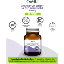 Onvita Magnezyum Sitrat ve P5P Vitamin B6 200 Mg