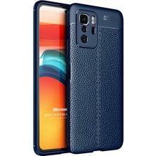 Microsonic Xiaomi Poco X3 Gt Kılıf Deri Dokulu Silikon Lacivert