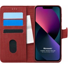 Microsonic Appple iPhone 13 Mini Kılıf Fabric Book Wallet Kırmızı