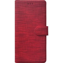 Microsonic Appple iPhone 13 Mini Kılıf Fabric Book Wallet Kırmızı