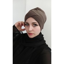 Butik Ayvitrin Kadın Tesettür Çapraz Bone Koyu Vızyon