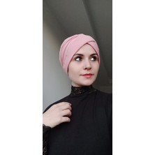 Butik Ayvitrin Kadın Tesettür Çapraz Bone Pudra