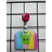 Hediyebum Renkli Kaktüs Çiçeğim Yan Yaka Kart Kılıfı