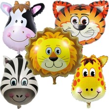 Trend Hediye Sepeti Safari Konsepti Doğum Günü Hayvan Folyo Balon Seti 5'li
