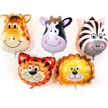 Trend Hediye Sepeti Safari Konsepti Doğum Günü Hayvan Folyo Balon Seti 5'li