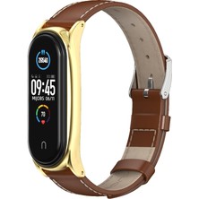 GZPLZ Xiaomi Mi Band Için Deri Kayış 6/5/4/3 Kahverengi (Yurt Dışından)