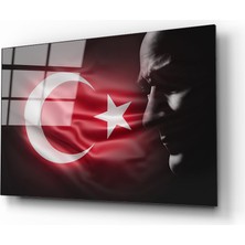 Aras Glass Art Türk Bayrağı ve Atatürk Cam Tablo