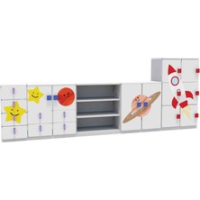 Woody Life Uzay Temalı Çocuk Odası Anaokulu Kreş Dolap Seti