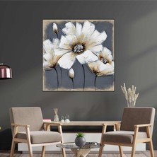 SML Tablo Yağlı Boya Efektli Pırlanta Çiçek Modern Dekorasyon Kanvas Tablo