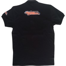 Harley Davidson Erkek Polo Yakalı Harley Davidson Baskılı Aplikeli Kısa Kollu Siyah Tişört Etp-Hd