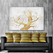 SML Tablo Altın Gövdeli Kiraz Ağacı Çiçeği Kanvas Tablo