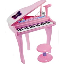 Vardem 37 Tuşlu Mini Piano Mikrofonlu ve Tabureli Çocuk Piyano PEMBE-88022
