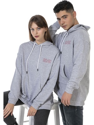 Vıshenka Unisex Ac Dc Baskılı 3 Iplik Oversize Kapüşonlu Kanguru Cepli Gri Renk Sweatshirt