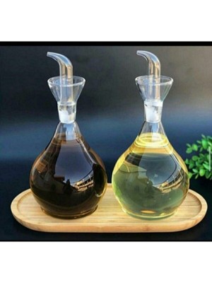 Morponi 2 900 ml Borosiklat Cam Yağdanlık ve Altlık Cam Kapaklı Ergonomik Kullanım İçin Şık Tasarım