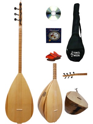 Lore Kısa Sap Bağlama Saz Maxi Set Su Geçirmez Kılıf + Eğitim CD + Yedek Tel + Mızrap Çift Ses Çıkışlı