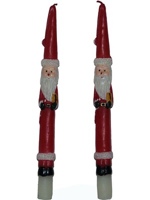 Pandoli Yılbaşı Noel Baba Figürlü 25 cm Kırmızı Renk 2 Adet Şamdan Mumu.