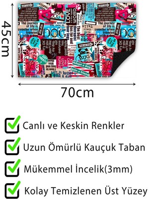 Buket Home Kapı Önü Paspası Dekoratif Kapı Paspası Dış Mekân Paspas Ev Içi Paspası