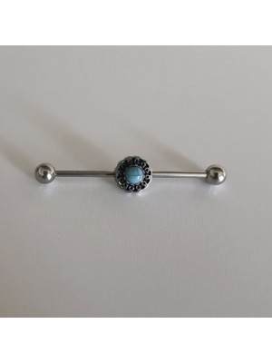 Bylin Cerrahi Çelik Turkuaz Taşlı Köprü Piercing 36 mm