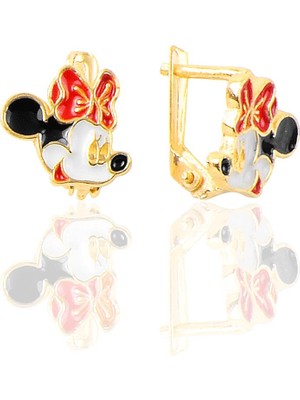 Söğütlü Silver Gümüş  Altın Yaldızlı  Mineli Klipsli  Küpe