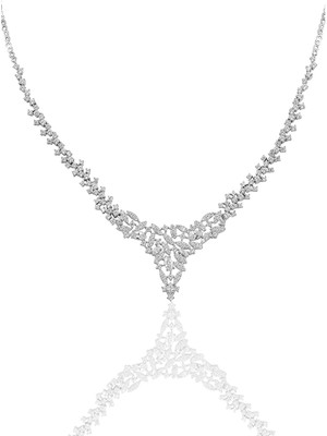 Söğütlü Silver Gümüş Beyaz Altın Rodyumlu Pırlanta Modeli Zirkon Taşlı prenses Gümüş Kolye