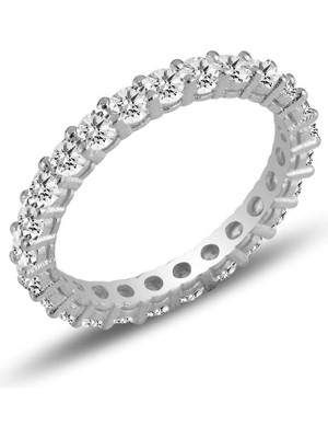 Söğütlü Silver Gümüş Rodyumlu 925 Ayar Zirkon Taşlı Su Yolu Tamtur Yüzük