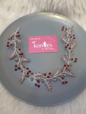 Kontes Gelin Tacı Bordo Saç Aksesuarı