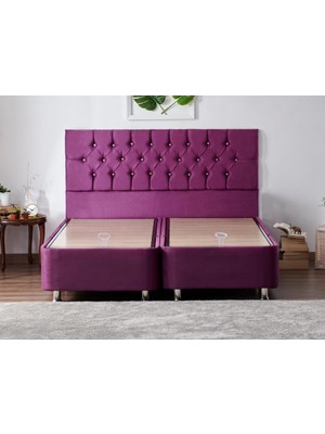 Niron Violet Baza ve Başlık Seti 150X200 cm Çift Kişilik Sandıklı Mor Kumaş Baza ve Başlığı