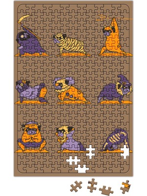 Baskı Dükkanı Pug Yoga Köpek Puzzle 240 Parça Yapboz