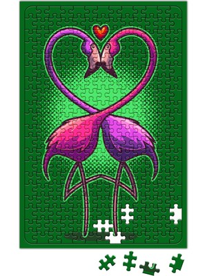 Baskı Dükkanı Aşk Kuşları Flamingo Puzzle 240 Parça Yapboz
