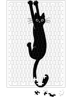 Baskı Dükkanı Yaramaz Kedi Black Cat Holding Puzzle 240 Parça Yapboz