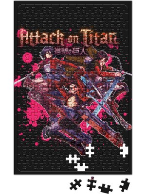 Baskı Dükkanı Attack On Titan Eren Levi Mikasa Puzzle 240 Parça Yapboz
