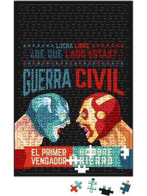 Baskı Dükkanı Lucha Libre Cap ve Iron Man Puzzle 240 Parça Yapboz