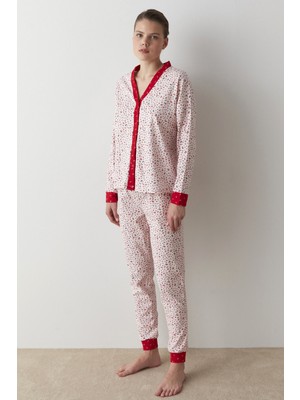 Penti Açık Pembe Floral Gömlek Pijama Takımı