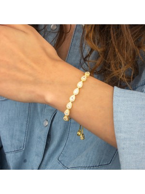 Ravza Gümüş 925 Ayar Gümüş Damla Taşlı Asansörlü Bileklik 