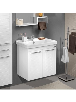Orka Perge 65 cm Beyaz Banyo Dolabı Alt Modül ve Lavabo