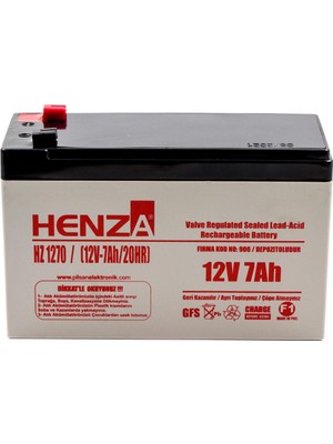 Henza HZ1270 12V 7.0AH Bakımsız Kuru Akü