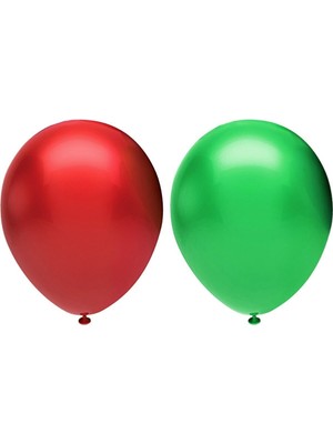Bal10 Dünyası Metalik Balon Seti 10 Adet ( Kırmızı, Koyu Yeşil)