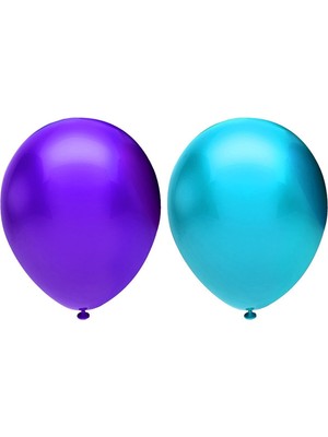 Bal10 Dünyası Metalik Balon Seti 10 Adet ( Açık Mavi, Mor)