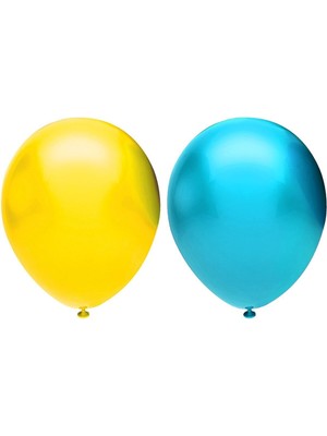 Bal10 Dünyası Metalik Balon Seti 20 Adet ( Açık Mavi, Sarı)