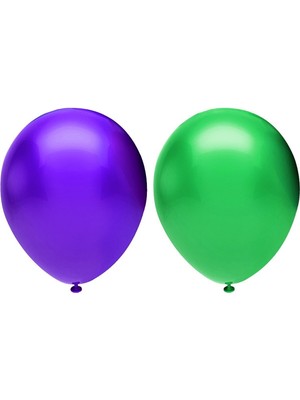 Bal10 Dünyası Metalik Balon Seti 20 Adet ( Mor, Koyu Yeşil )