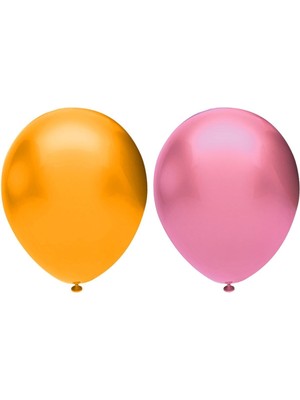 Bal10 Dünyası Metalik Balon Seti 50 Adet ( Pembe, Turuncu)