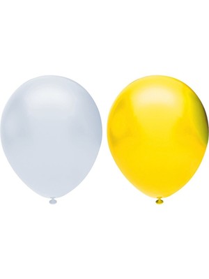 Bal10 Dünyası Metalik Balon Seti 100 Adet ( Beyaz, Sarı)
