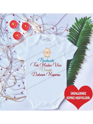 Limon Bebek Baskılı Babam Pamuklu Çıtçıtlı Body Zıbın