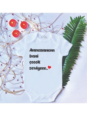 Limon Bebek Baskılı Anneannem Beni Çok Seviyo Pamuklu Çıtçıtlı Body Zıbın
