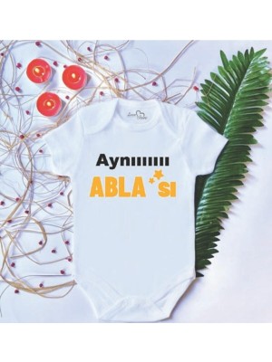 Limon Bebek Baskılı Aynı Ablası Pamuklu Çıtçıtlı Body Zıbın