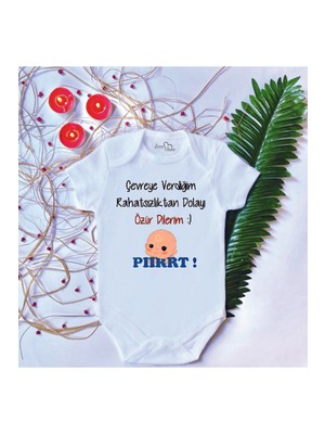 Limon Bebek Baskılı Özür Dilerim Pırt Pamuklu Çıtçıtlı Body Zıbın