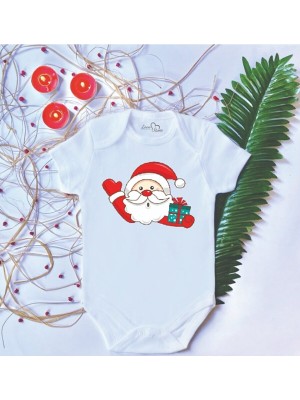 Limon Bebek Baskılı Yılbaşı Noel BABAPamuklu Çıtçıtlı Body Zıbın