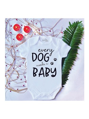 Limon Bebek Baskılı Dog Baby Pamuklu Çıtçıtlı Body Zıbın