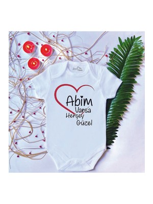 Limon Bebek Baskılı Abim Pamuklu Çıtçıtlı Body Zıbın